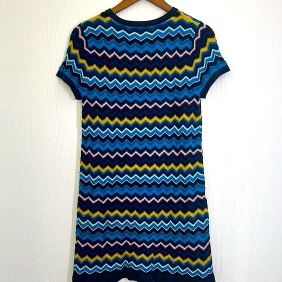 Missoni For Target - Navy Blue Chevron Knit Lined Sweater Mini Dress Size Medium - Picture 9 of 11